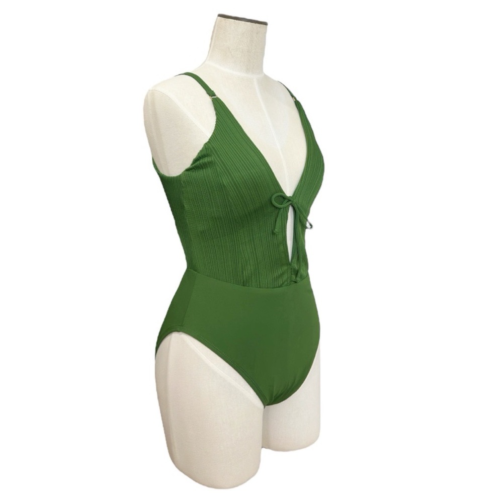 Robin Piccone Lily Keyhole Plunge Green One-piece Swimsuit - Picture 10 of 11